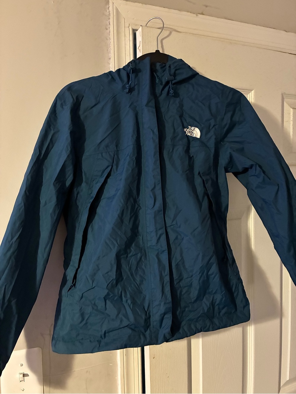 The North Face Teal Blue Hooded Rain Jacket